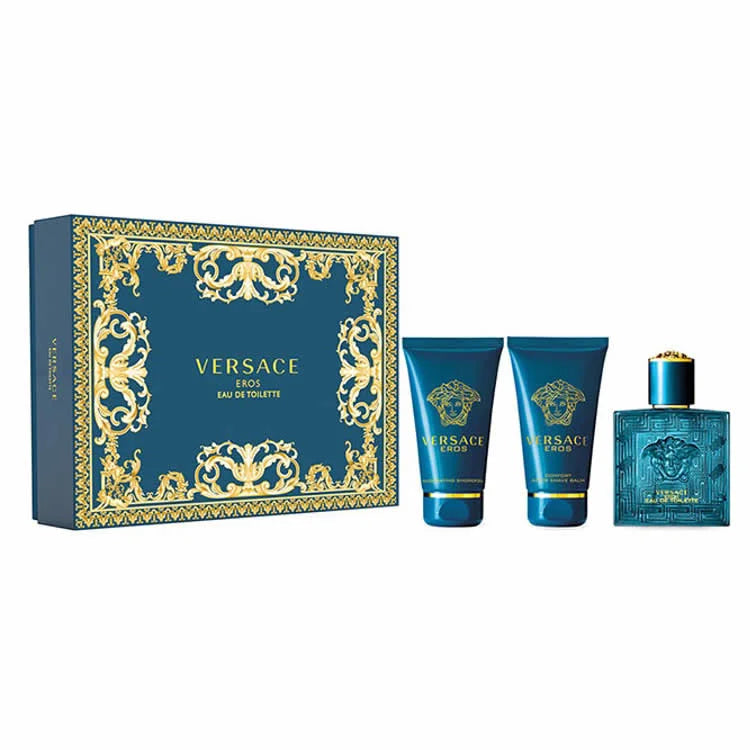Versace Eros Eau De Toilette Spray 50ml Set 3 Pieces