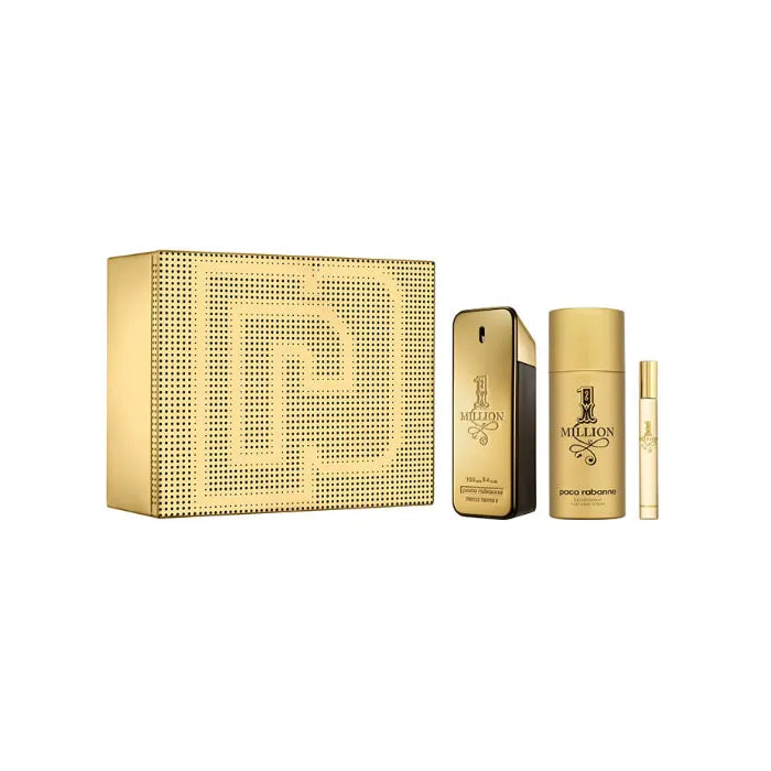 Paco Rabanne 1 Million Eau De Toilette Spray 100ml Set 3 Pieces