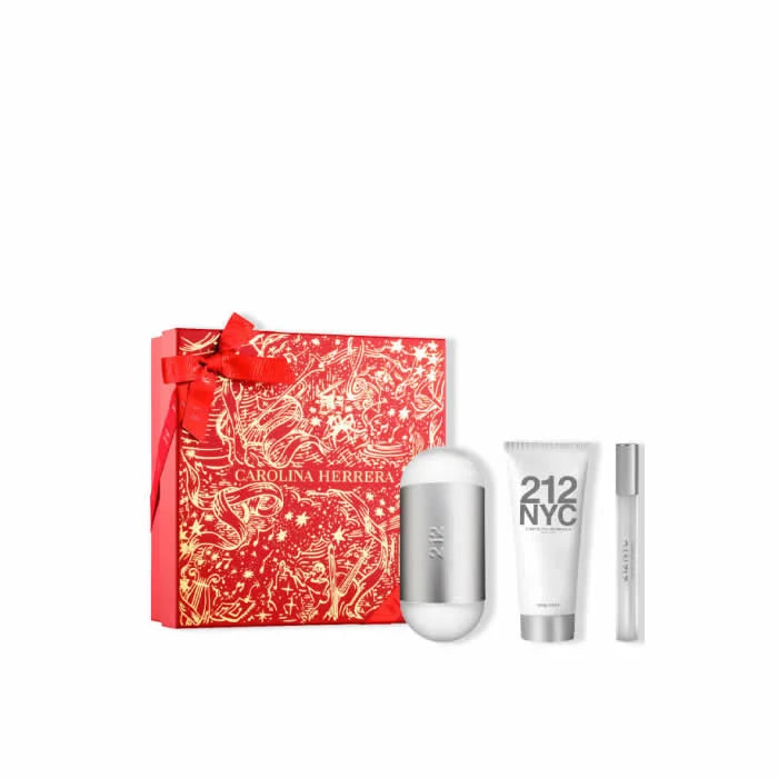Carolina Herrera 212 Nyc Eau De Toilette Spray 100ml Set 3 Pieces